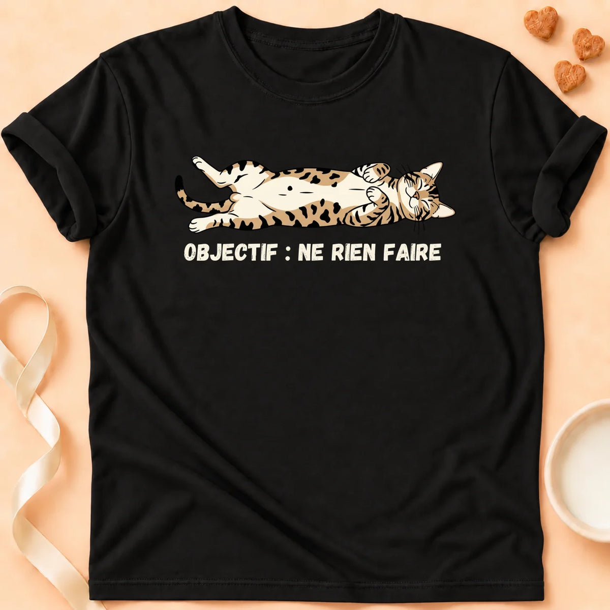 T-shirt chat Patoume – T-Shirt Objectif – Noir