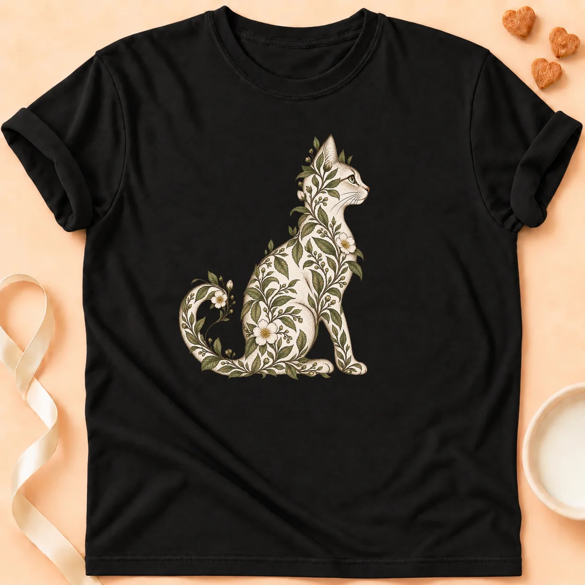 T-shirt chat Patoume – T-shirt Botanique – Noir