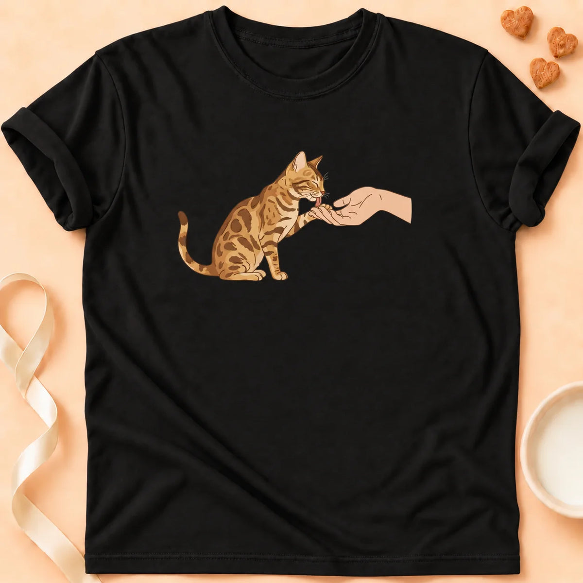 T-shirt chat Patoume – T-Shirt Lien – Noir