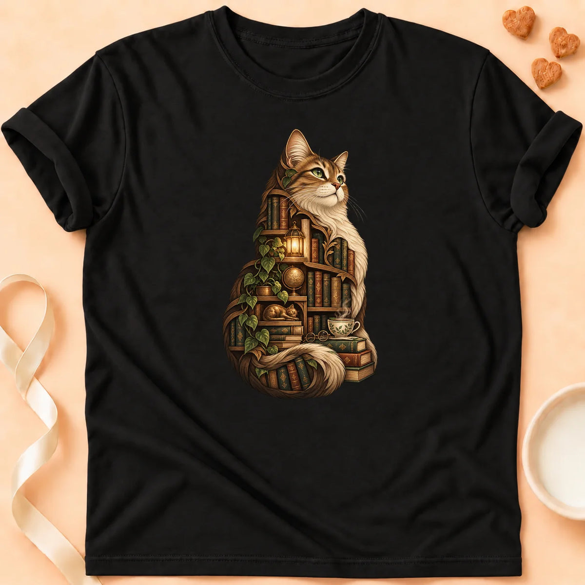 T-shirt chat Patoume – T-shirt Chat Lecteur – Noir