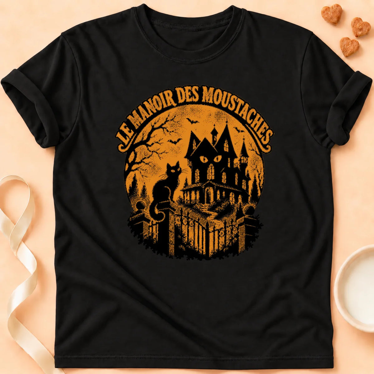 T-shirt chat Patoume – T-shirt Le manoir des – Noir