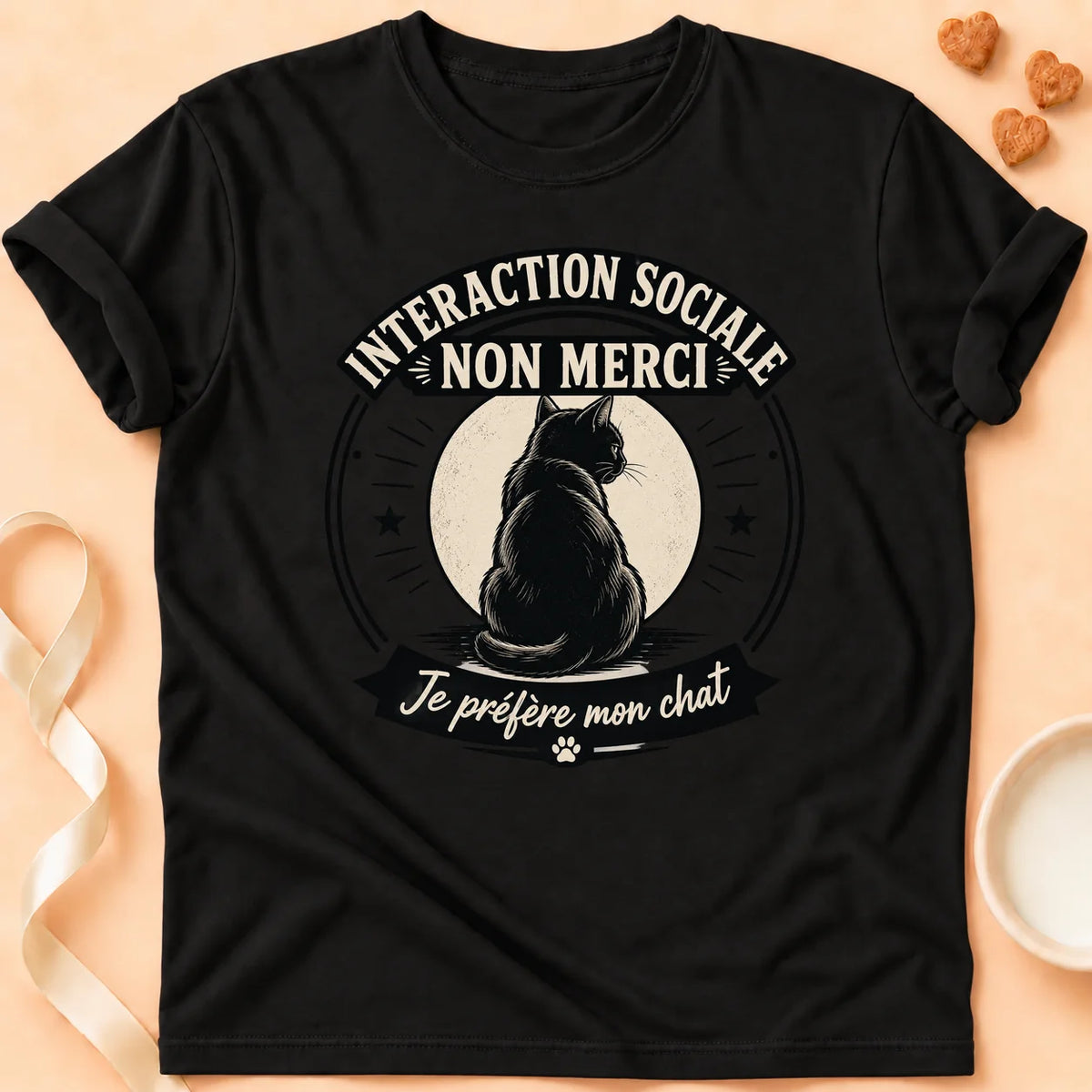 T-shirt chat Patoume – T-Shirt AntiSocial – Noir