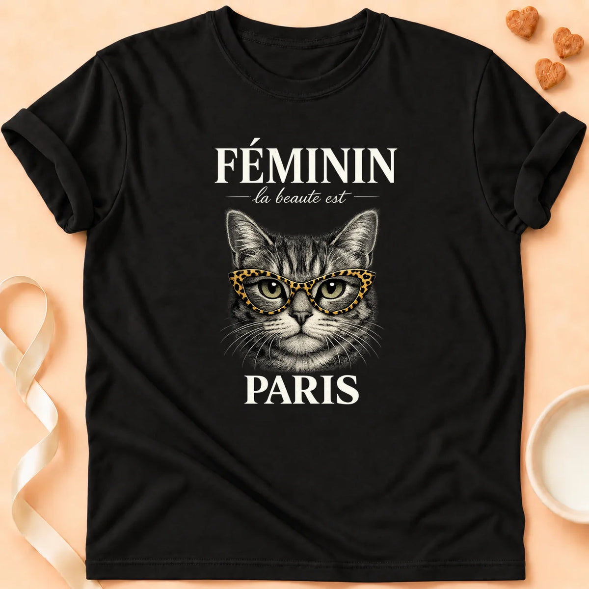 T-shirt chat Patoume – T-Shirt Paris – Noir