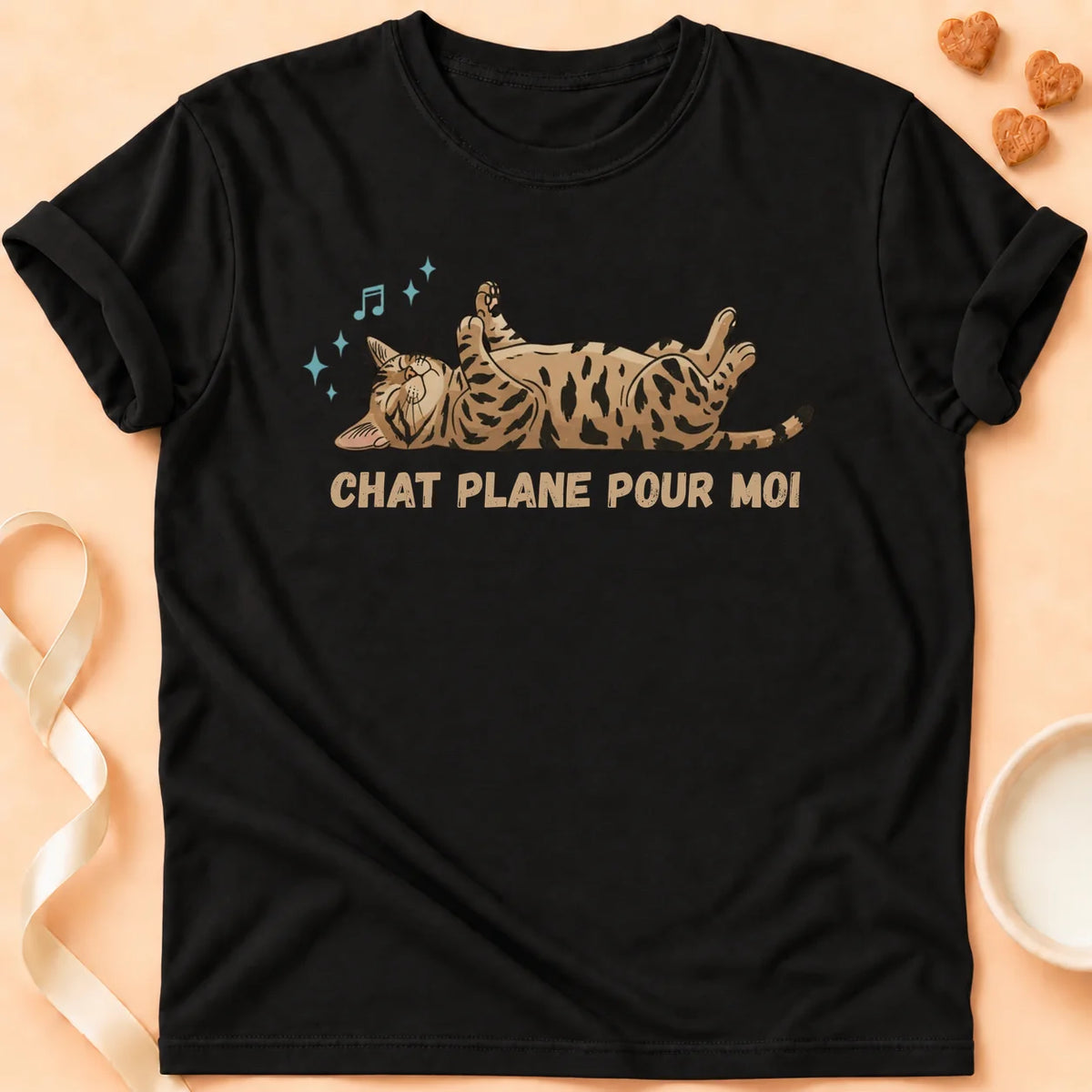 T-shirt chat Patoume – T-Shirt Plane – Noir