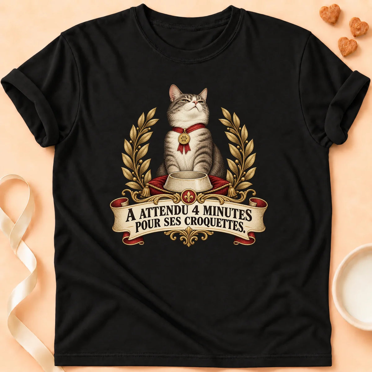 T-shirt chat Patoume – T-shirt Attendu 4 minutes – Noir