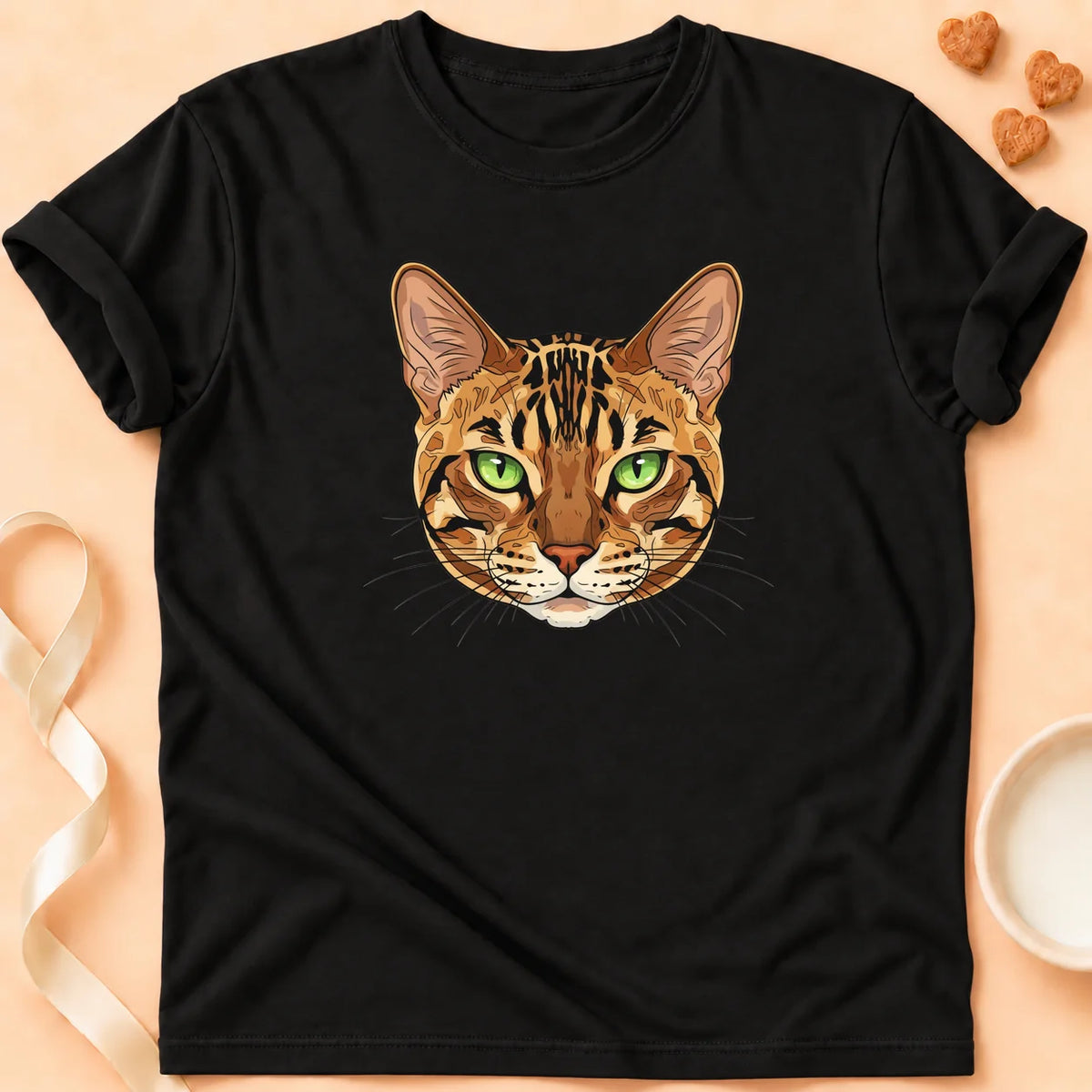 T-shirt chat Patoume – T-Shirt Mini Visage – Noir