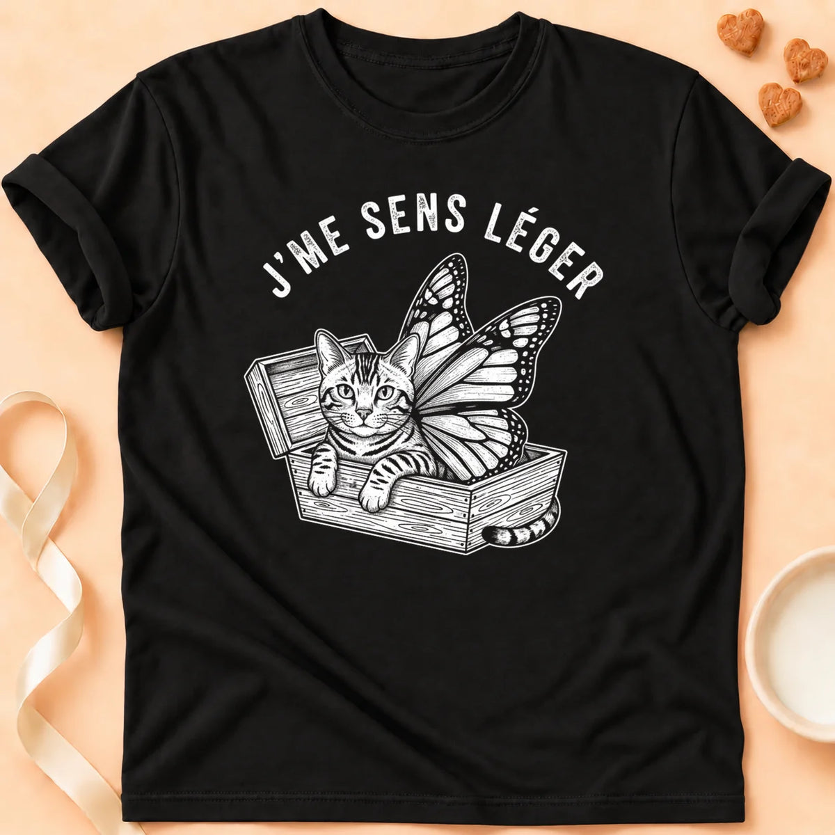 T-shirt chat Patoume – T-Shirt Léger – Noir