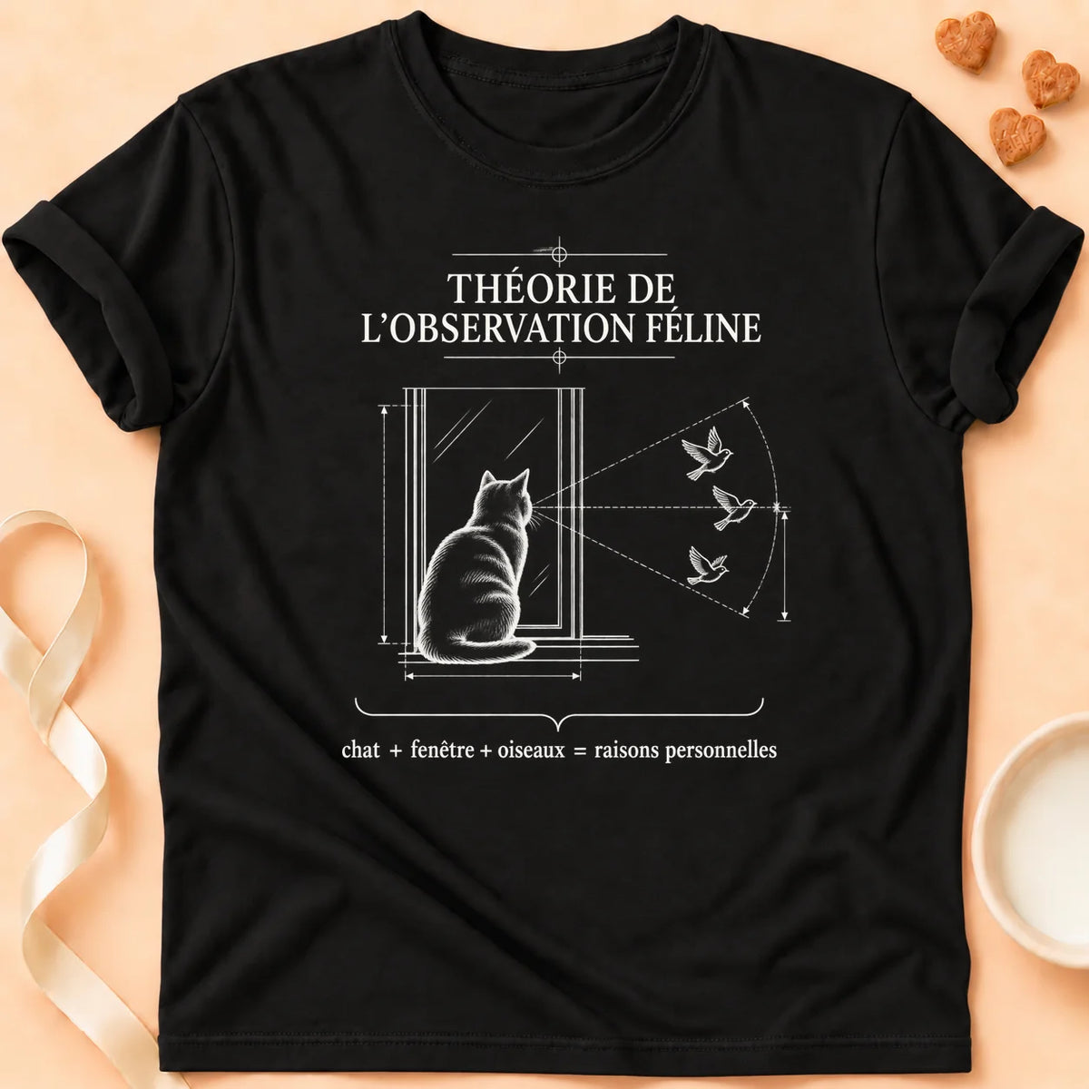 T-shirt chat Patoume – T-shirt Théorie de l’observation – Noir