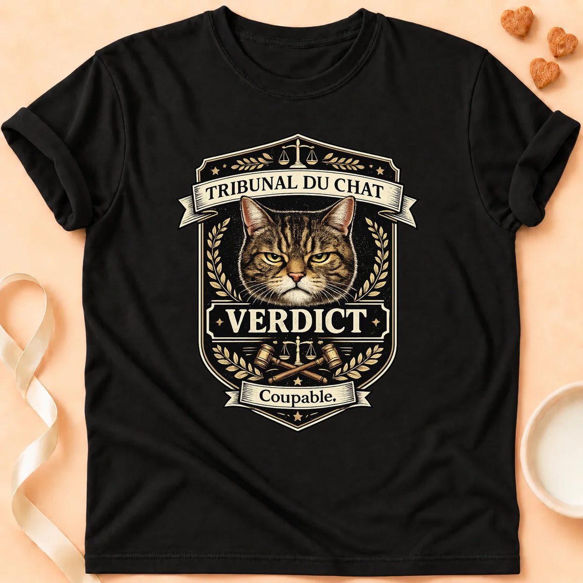 T-shirt chat Patoume – T-Shirt Tribunal – Noir