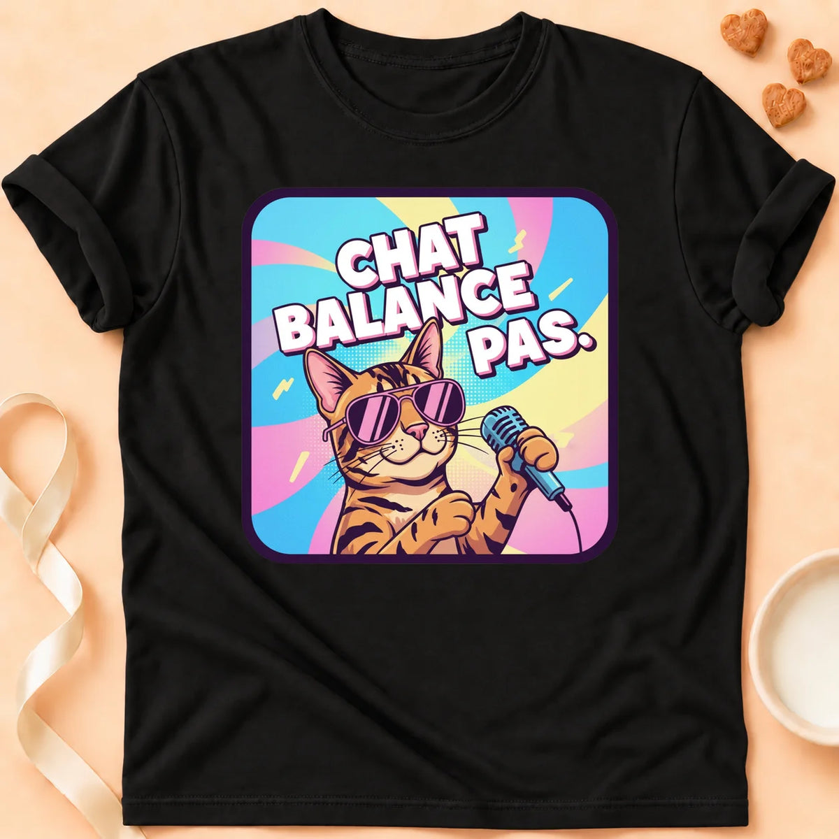 T-shirt chat Patoume – T-Shirt Balance – Noir