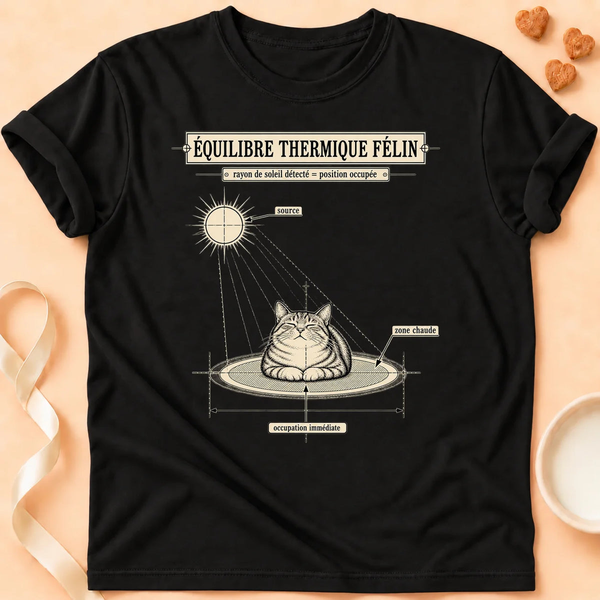 T-shirt chat Patoume – T-shirt Equilibre thermique – Noir