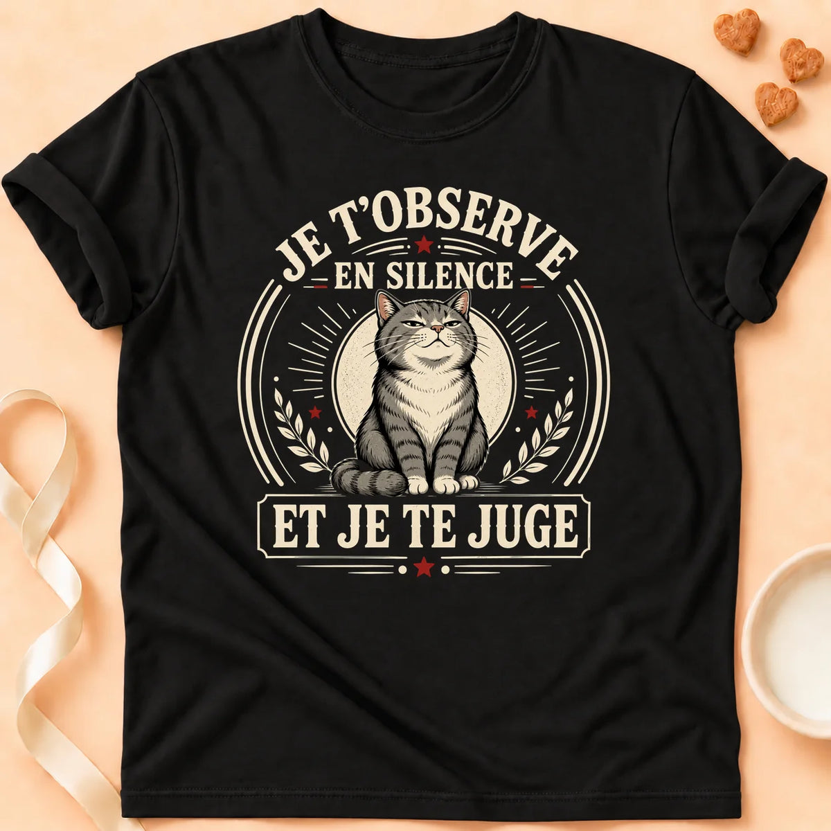 T-shirt chat Patoume – T-Shirt Jugement – Noir
