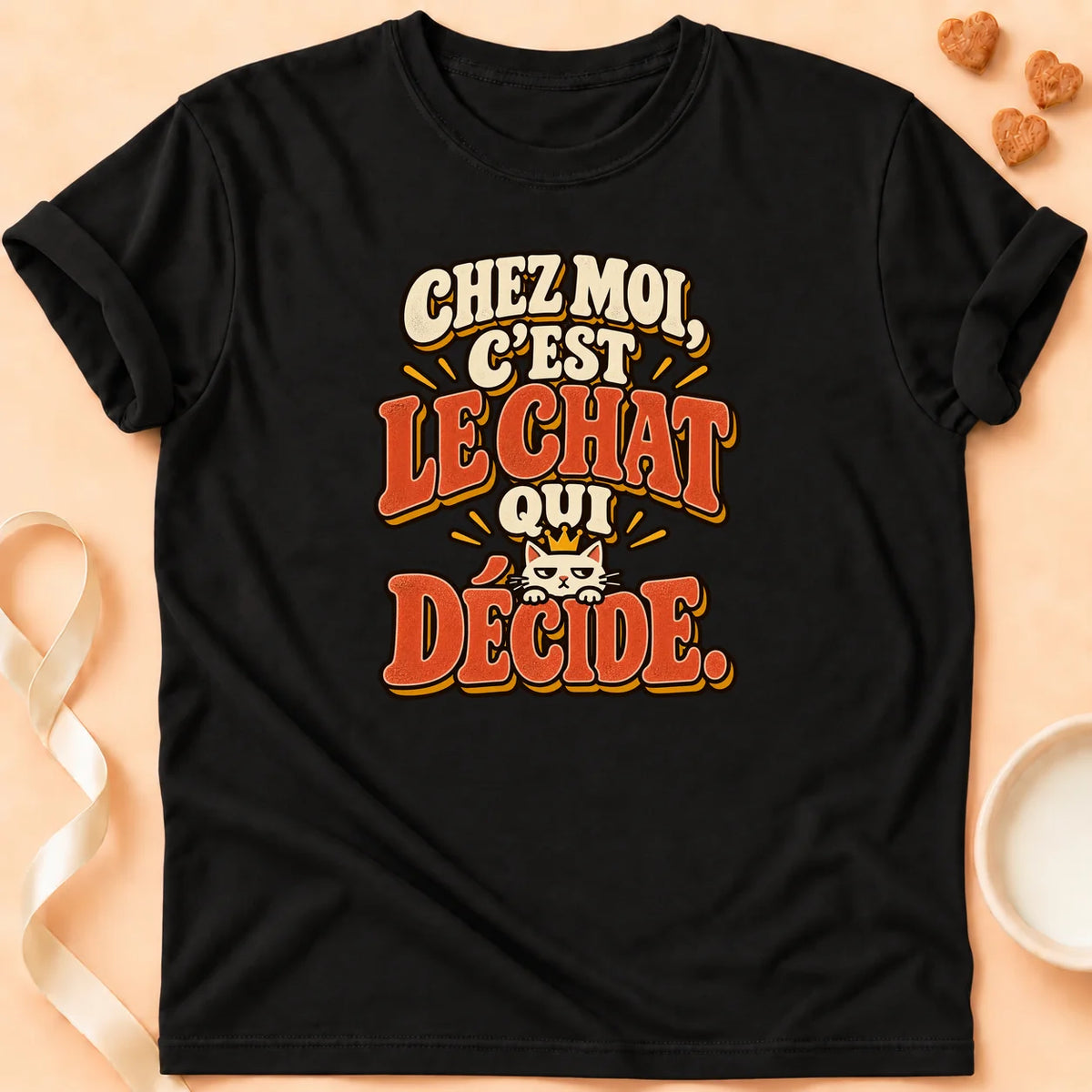 T-shirt chat Patoume – T-shirt Décisionnaire – Noir