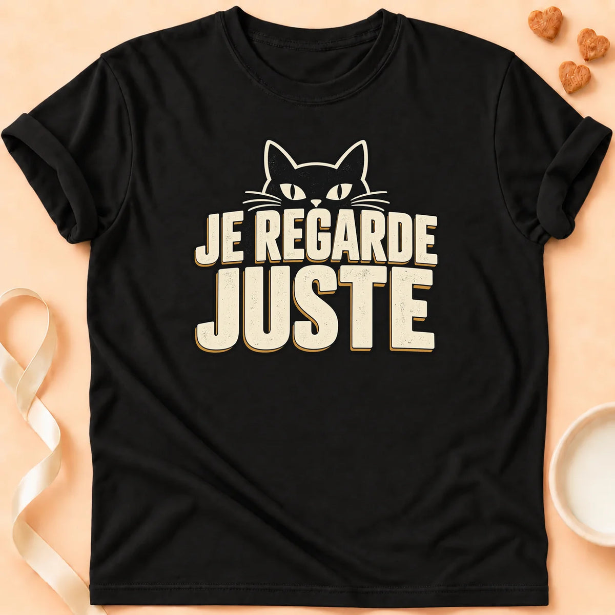 T-shirt chat Patoume – T-shirt Observer – Noir