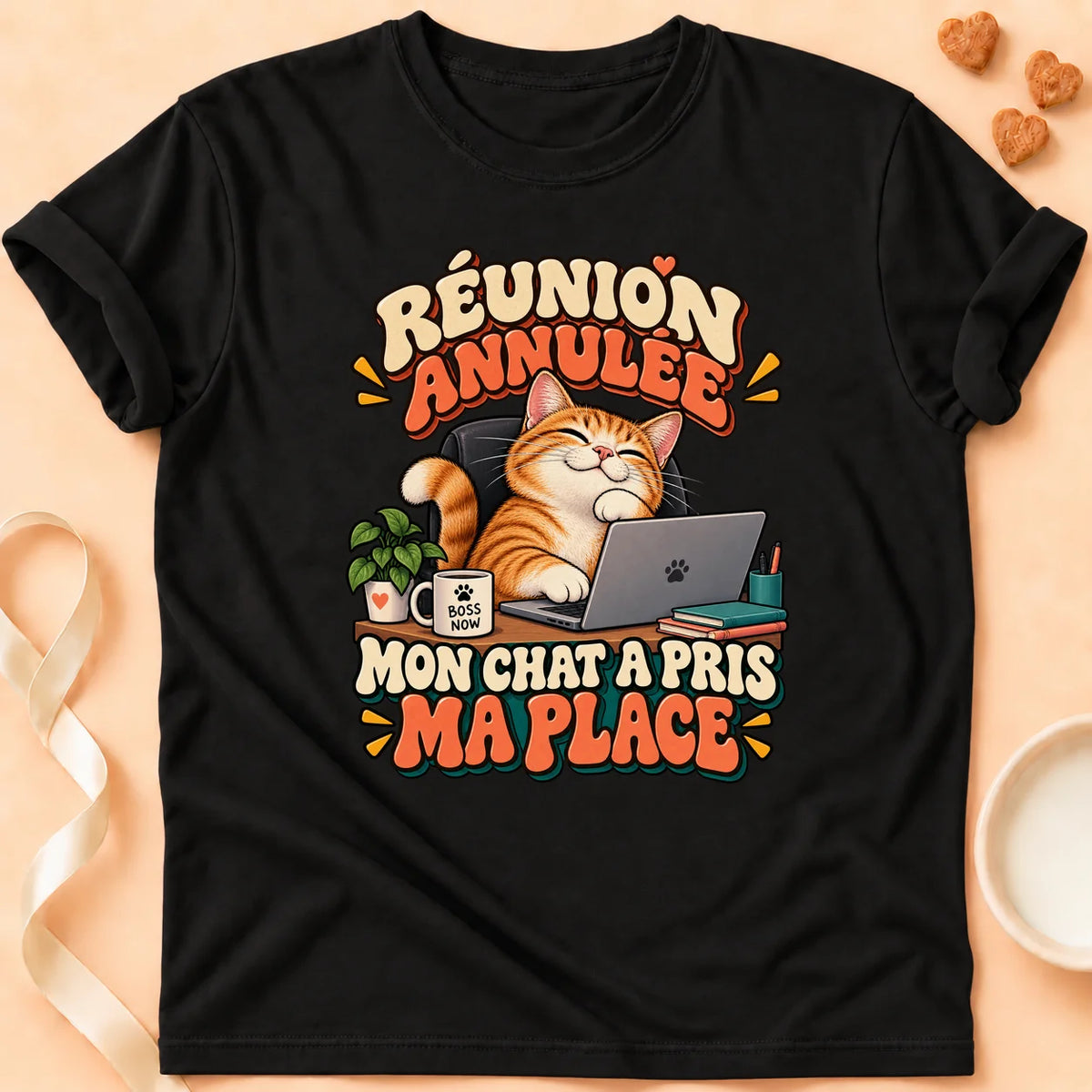 T-shirt chat Patoume – T-shirt Meeting Annulée – Noir