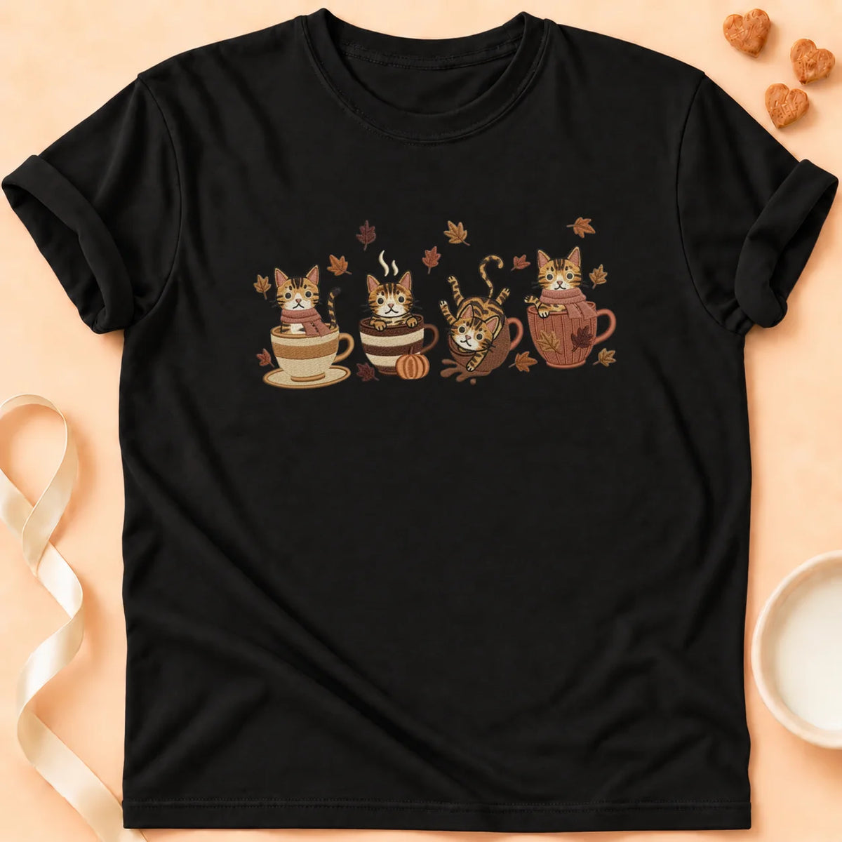 T-shirt chat Patoume – T-Shirt Automne – Noir