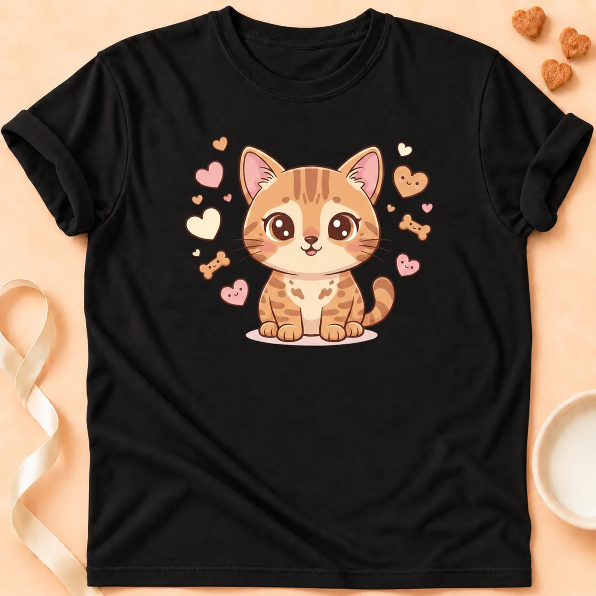 T-shirt chat Patoume – T-Shirt mimi – Noir