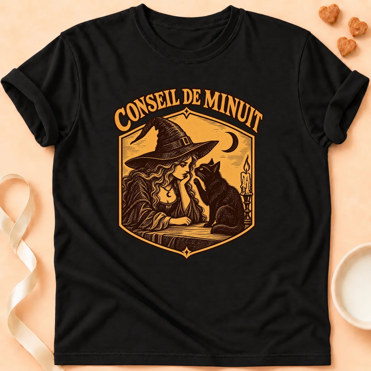 T-shirt chat Patoume – T-shirt Conseil de minuit – Noir