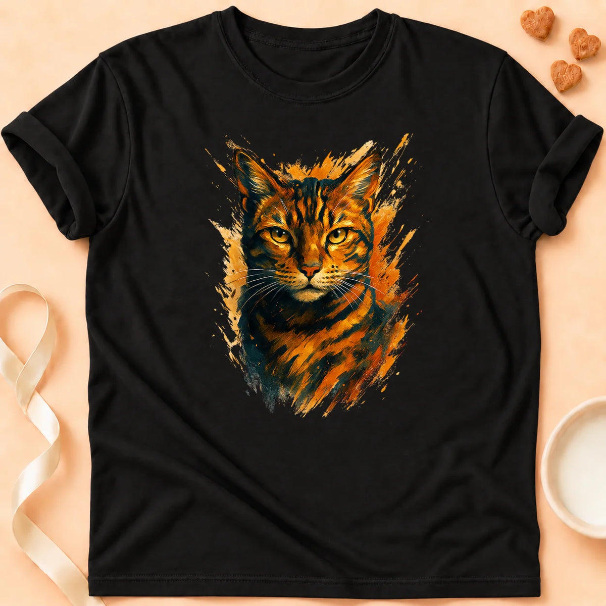T-shirt chat Patoume – T-Shirt Peinture – Noir