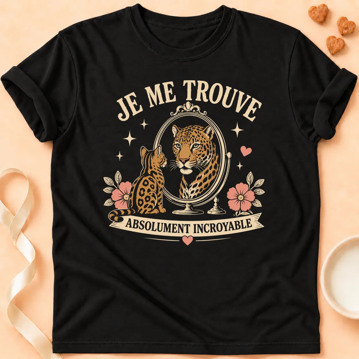 T-shirt chat Patoume – T-Shirt Illusion – Noir