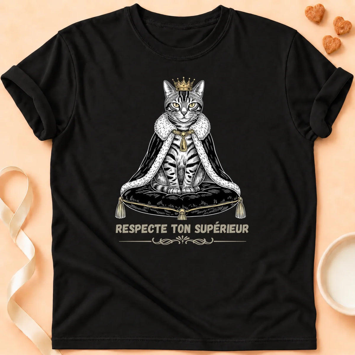 T-shirt chat Patoume – T-Shirt Royal – Noir