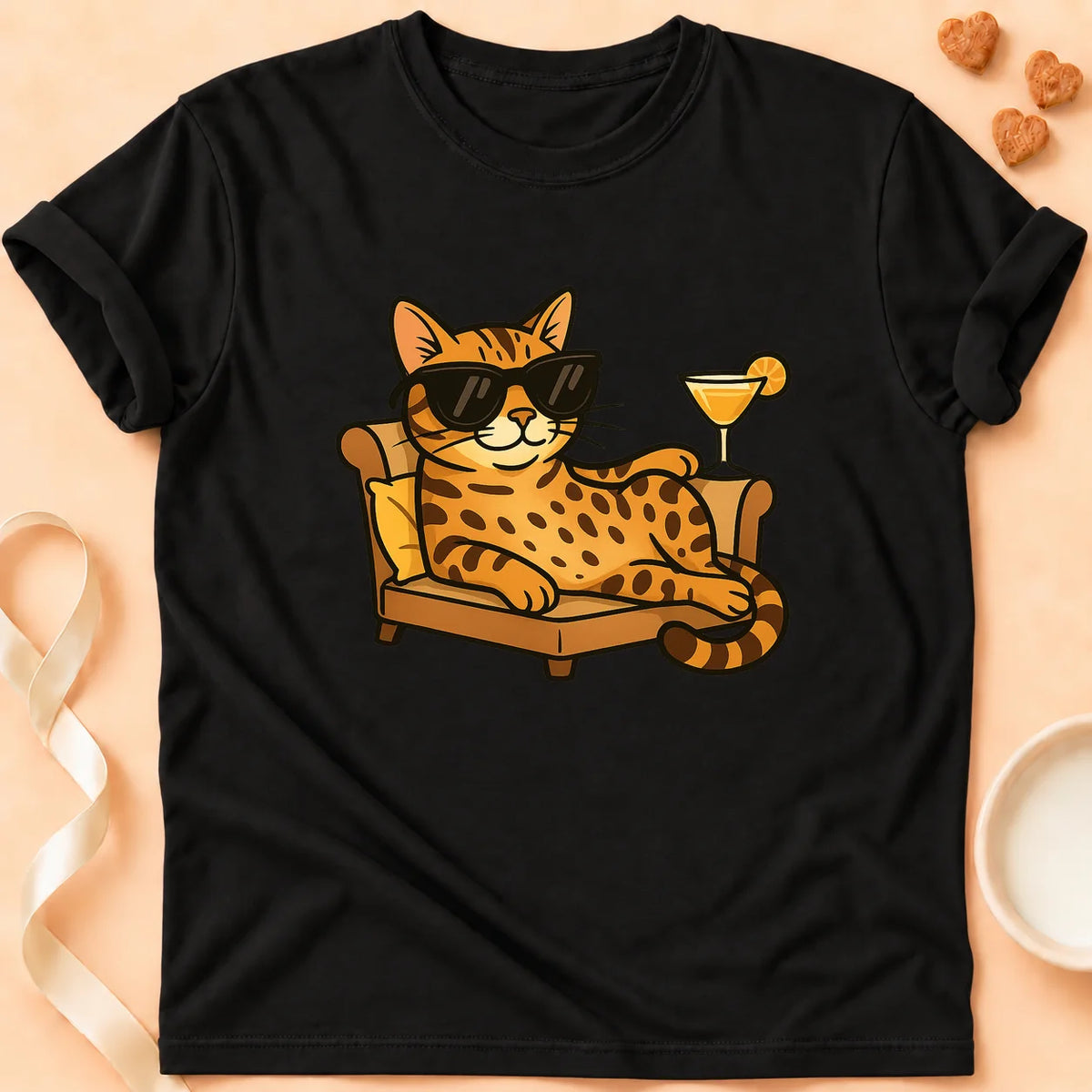 T-shirt chat Patoume – T-Shirt Chill – Noir