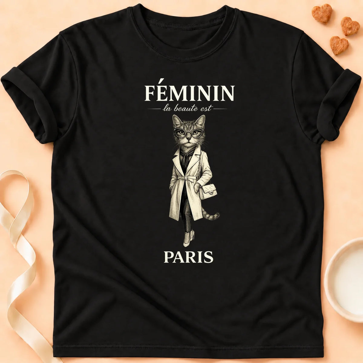 T-shirt chat Patoume – T-Shirt Chic – Noir