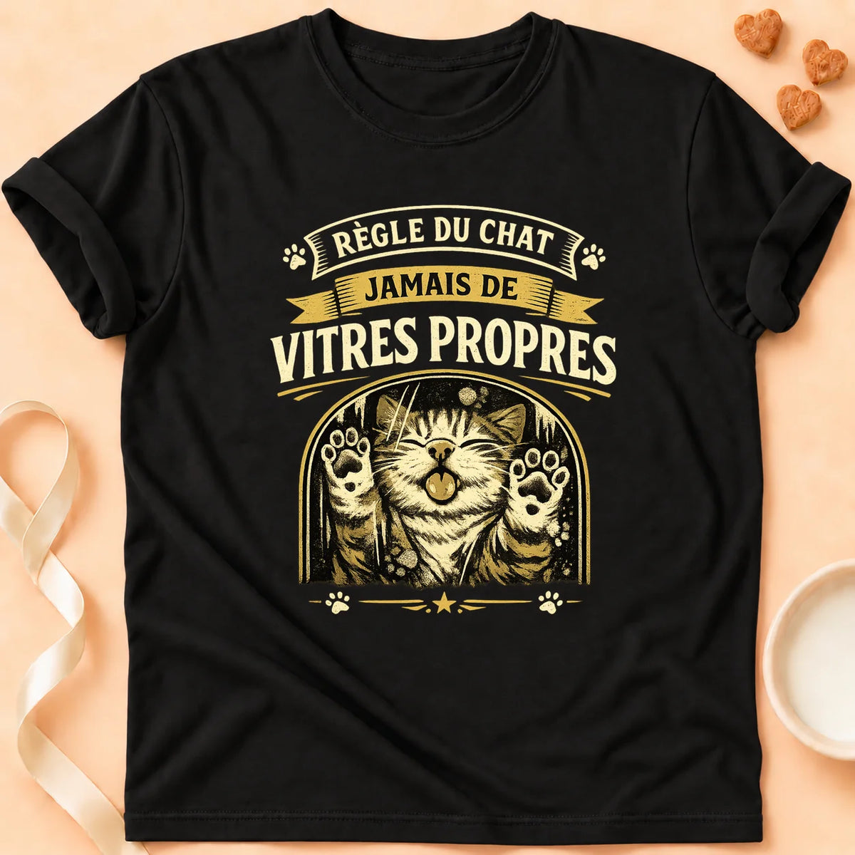 T-shirt chat Patoume – T-Shirt Règle – Noir