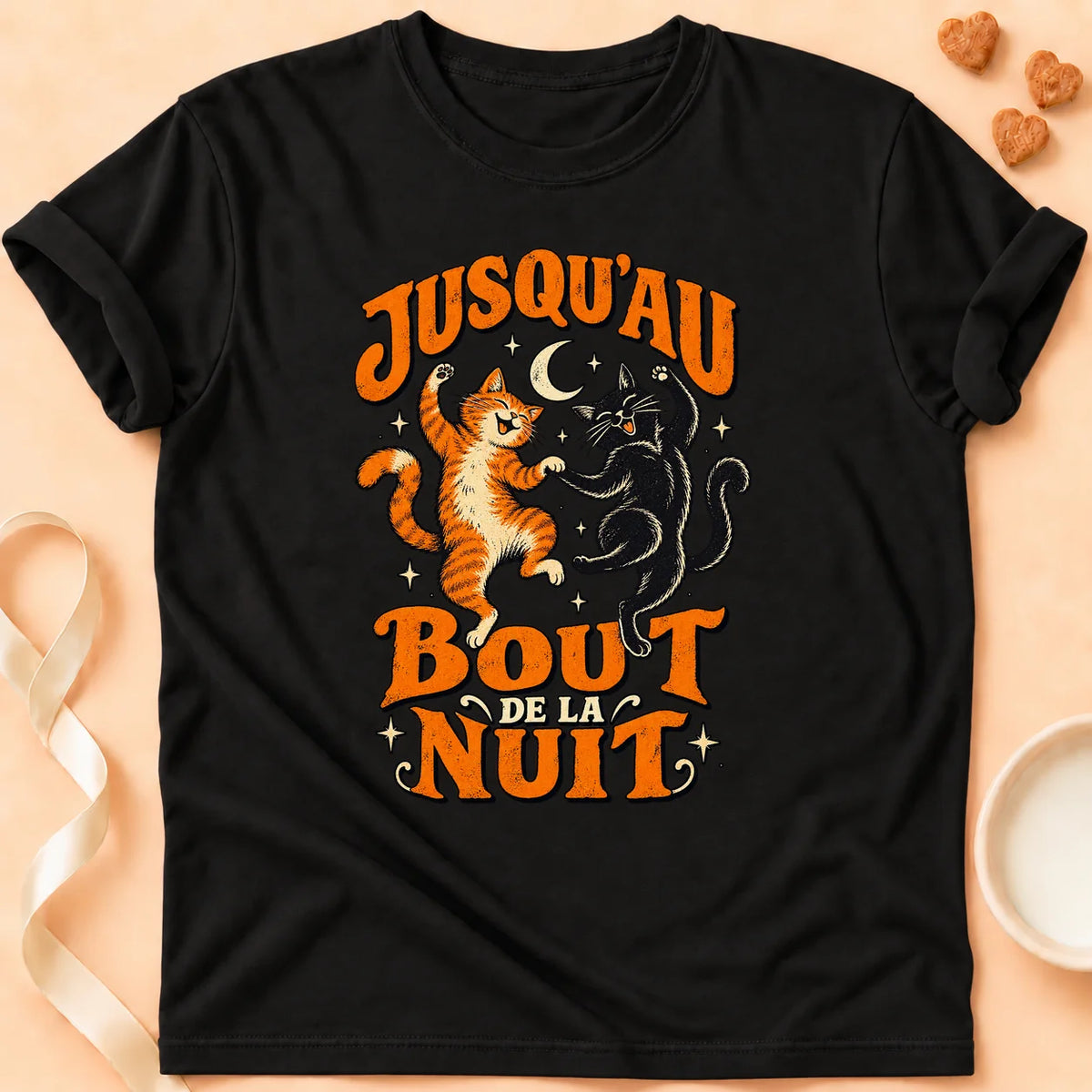 T-shirt chat Patoume – T-shirt Jusqu’au bout – Noir