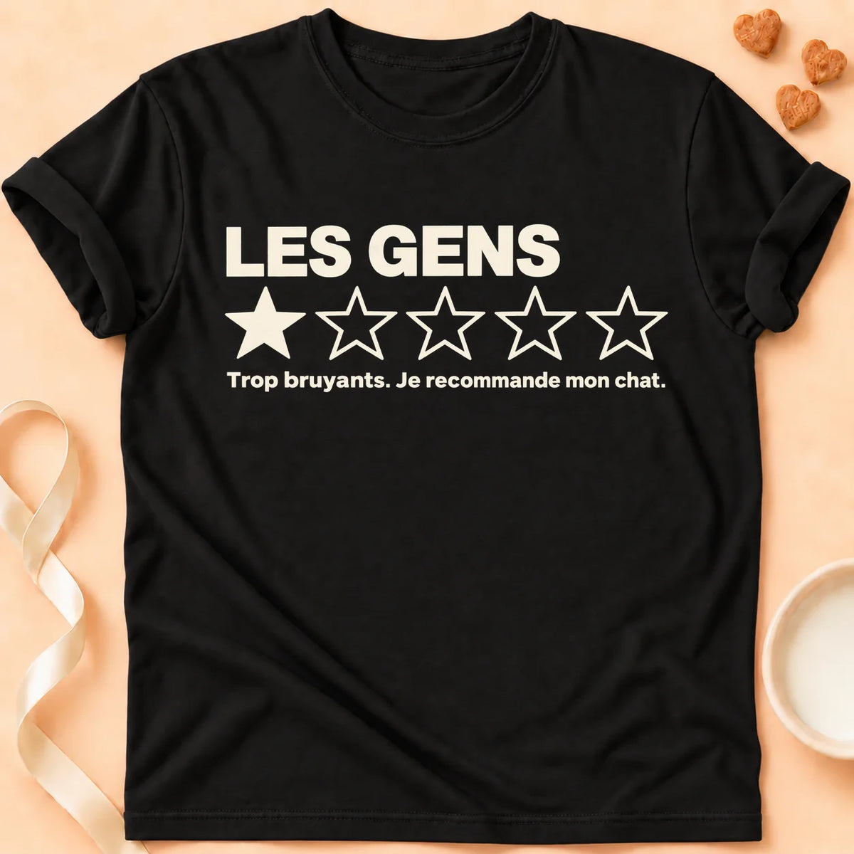 T-shirt chat Patoume – T-shirt Trop bruyants – Noir