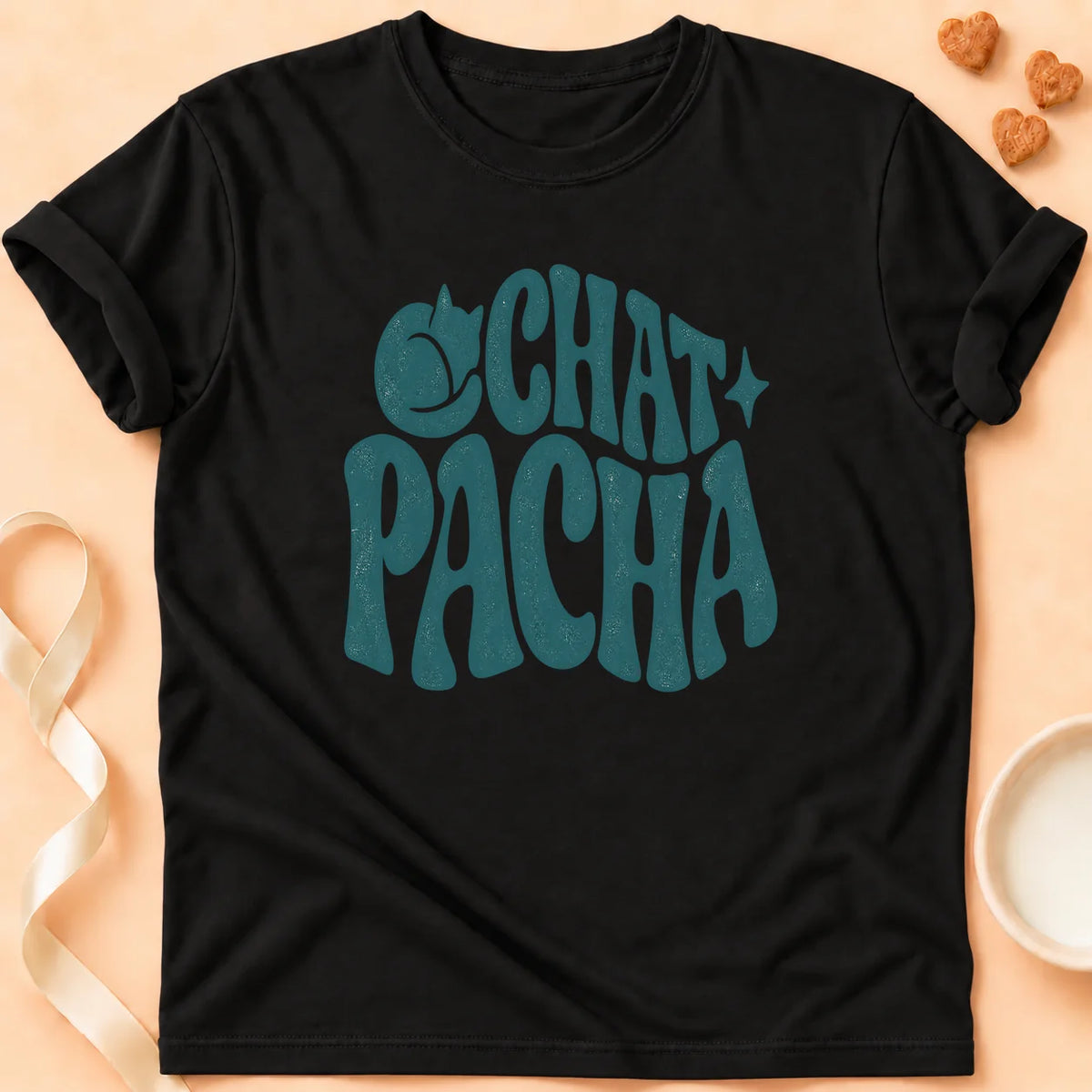 T-shirt chat Patoume – T-shirt Chat pacha – Noir