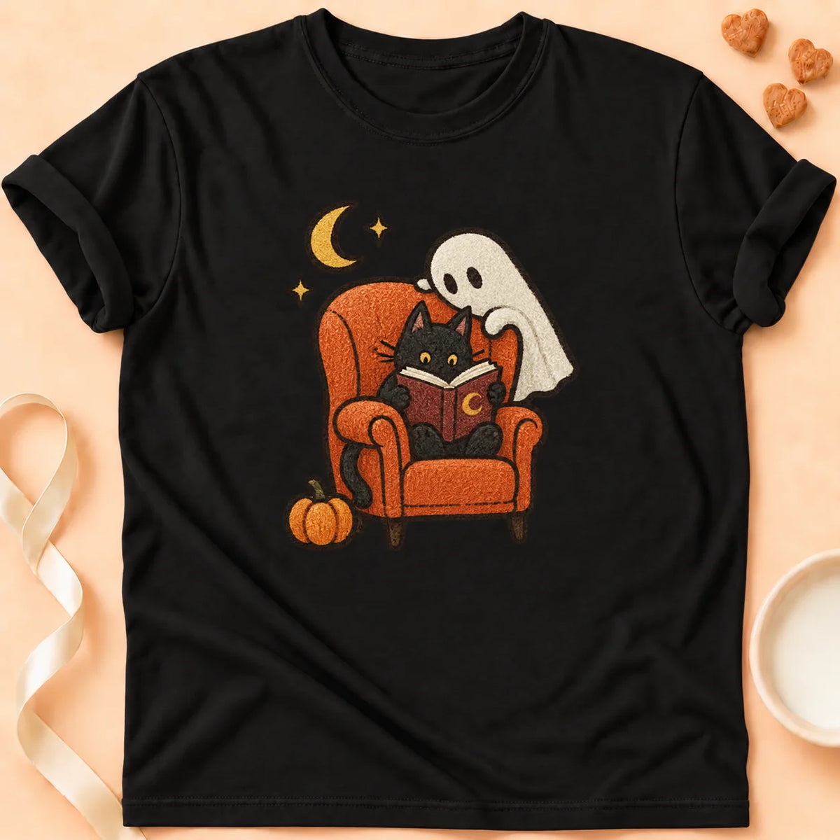 T-shirt chat Patoume – T-shirt Histoires du soir – Noir