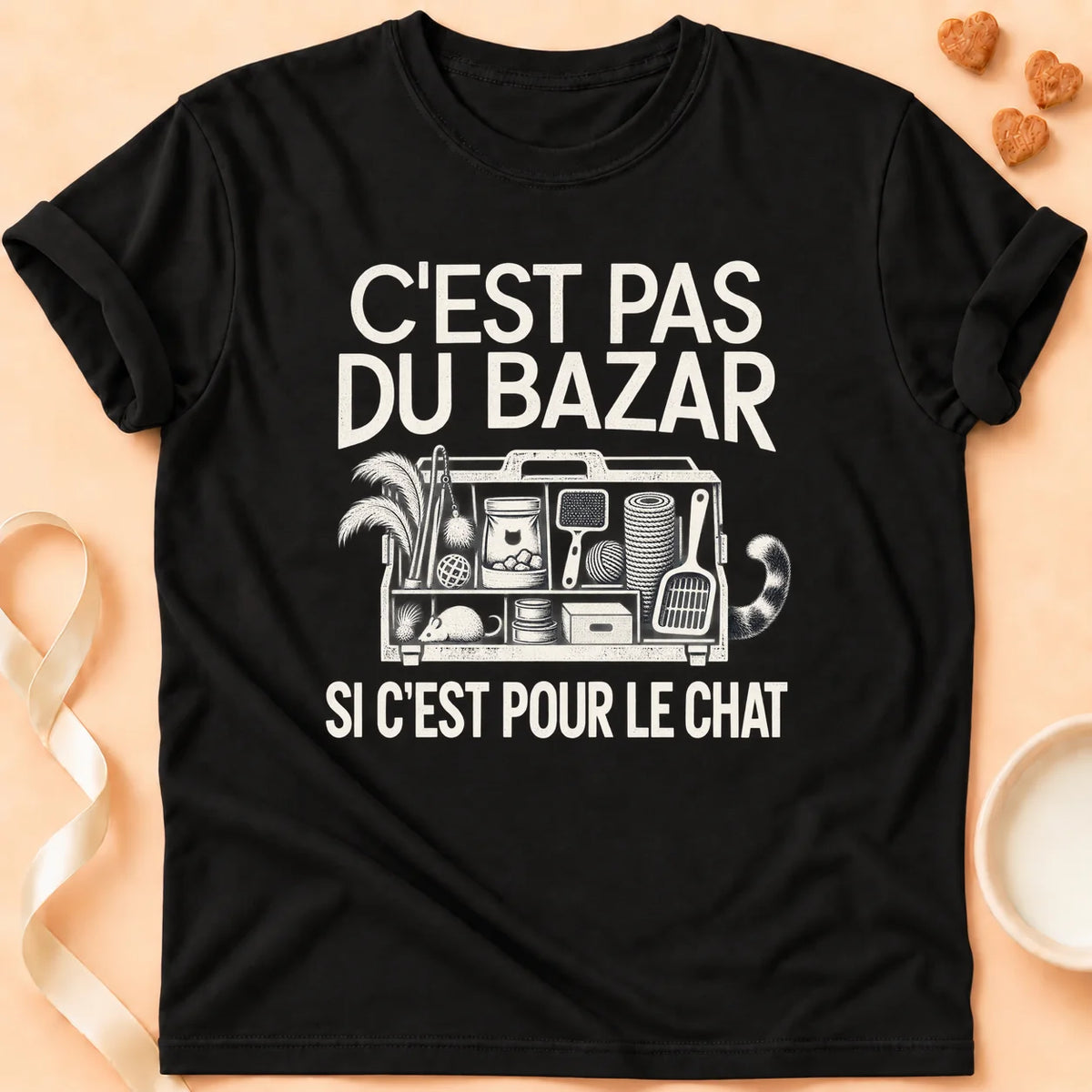T-shirt chat Patoume – T-shirt C’est pas du bazar – Noir
