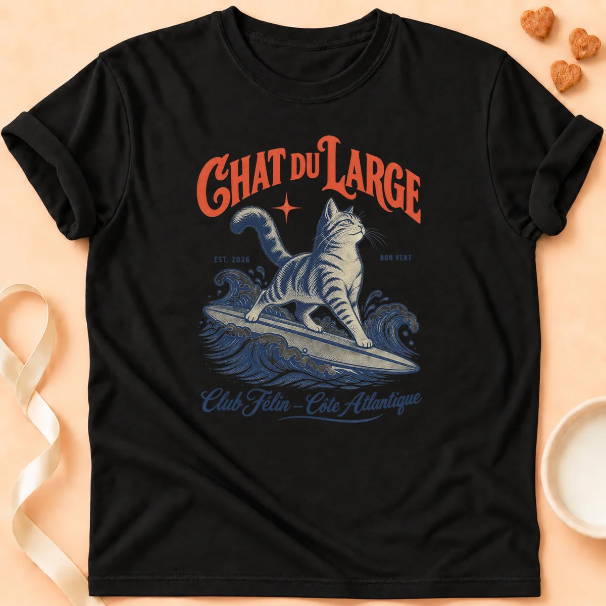 T-shirt chat Patoume – T-shirt Chat du large – Noir