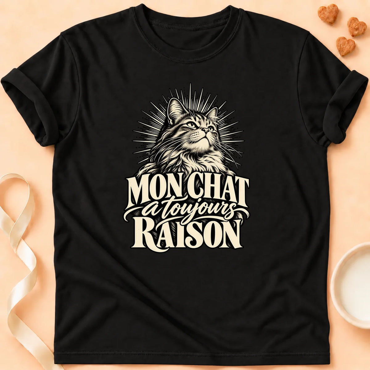 T-shirt chat Patoume – T-shirt Il a raison – Noir