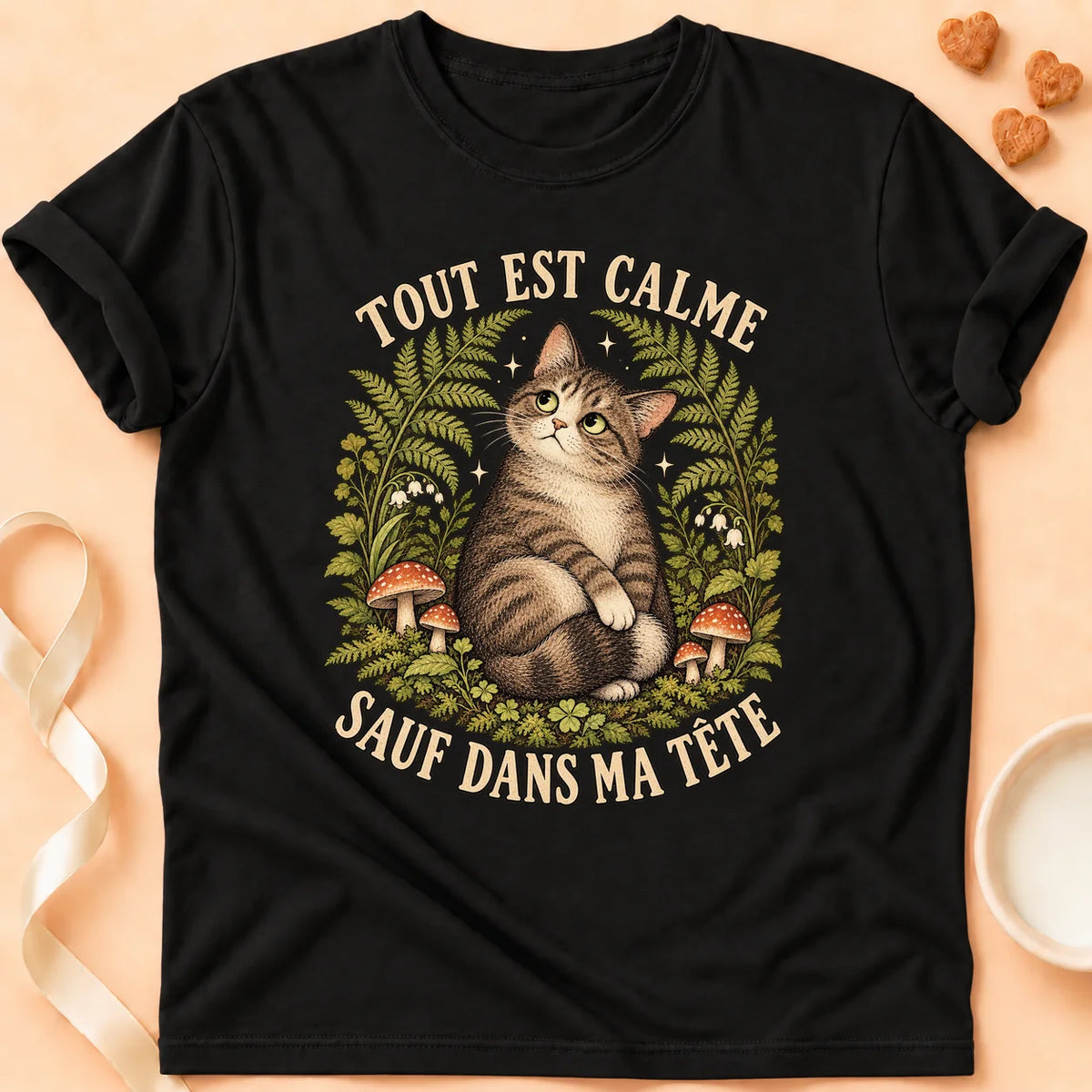 T-shirt chat Patoume – T-shirt Sauf dans ma – Noir