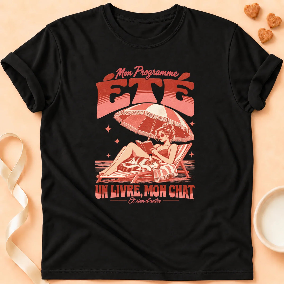 T-shirt chat Patoume – T-shirt Un livre mon chat – Noir