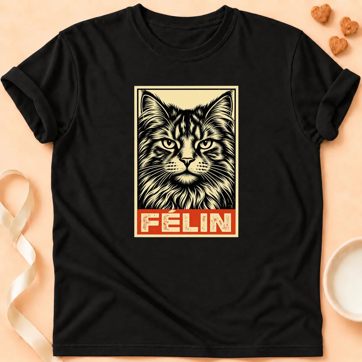 T-shirt chat Patoume – T-shirt Portrait – Noir