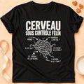 T-shirt chat Patoume – T-shirt Cerveau félin – Noir
