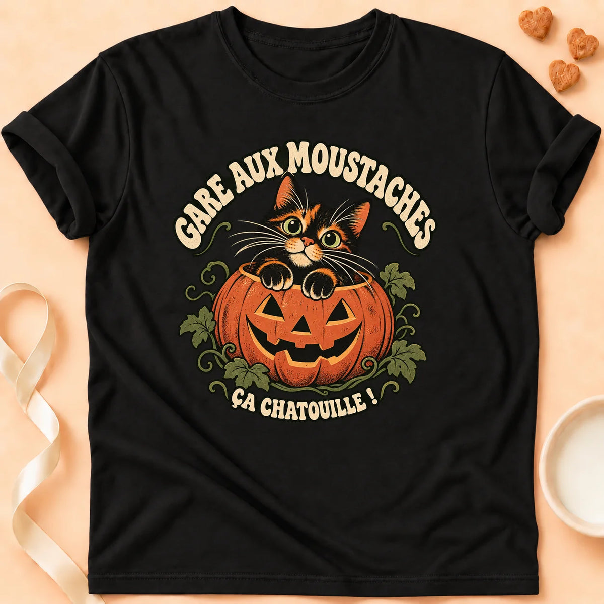 T-shirt chat Patoume – T-shirt Chatouille – Noir