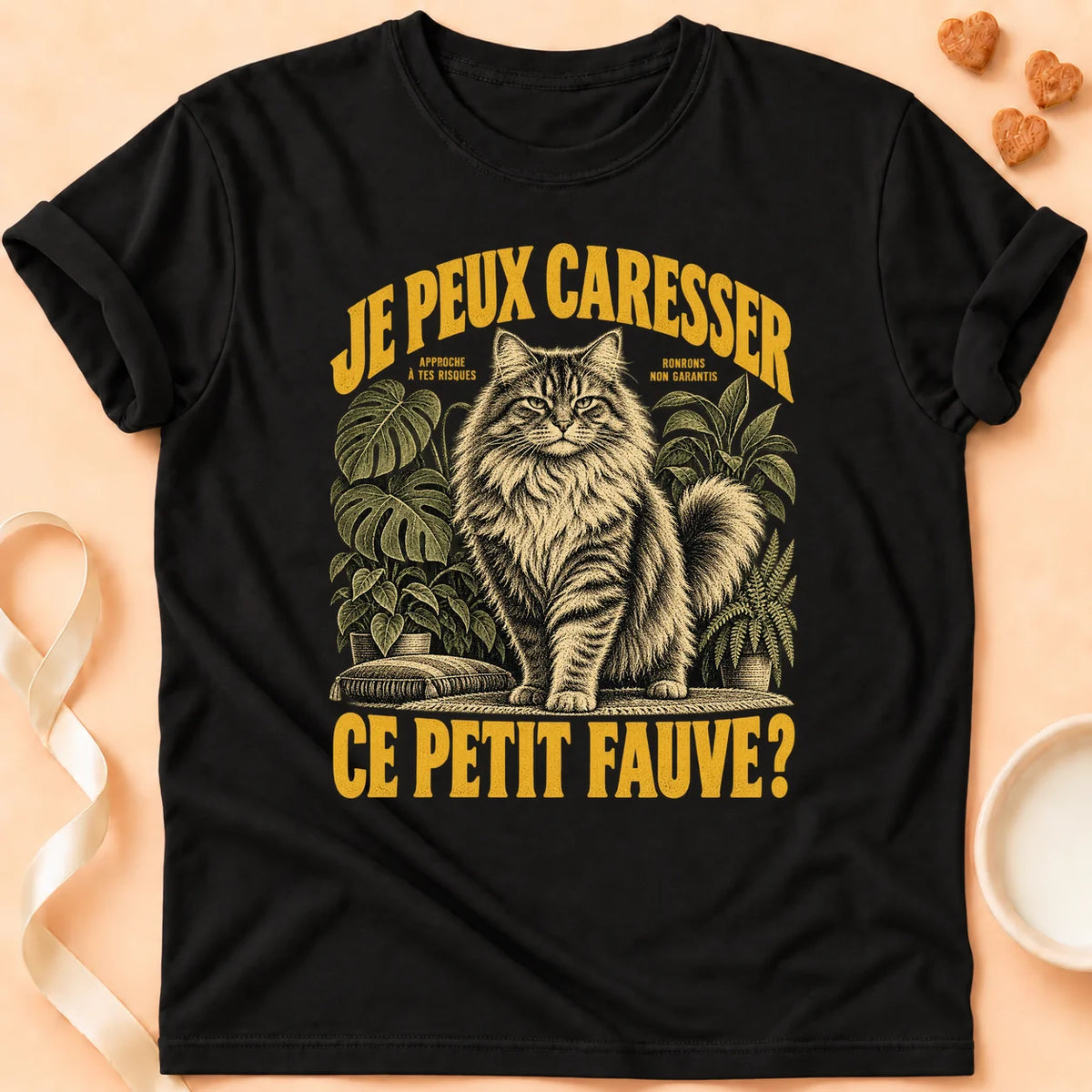 T-shirt chat Patoume – T-shirt Ce petit fauve – Noir