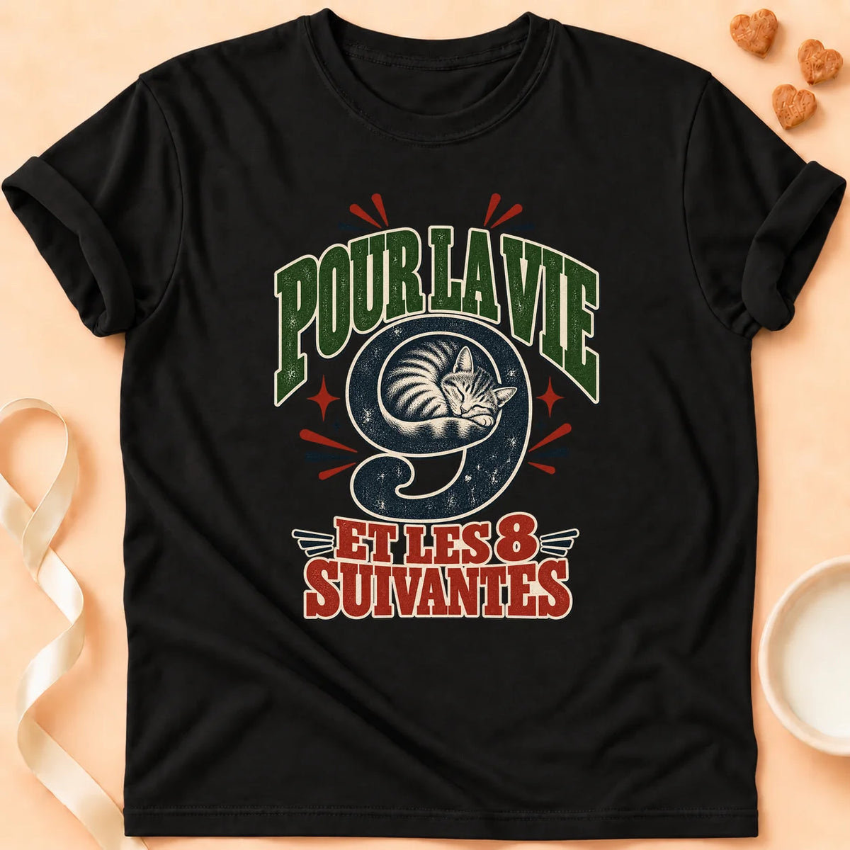 T-shirt chat Patoume – T-shirt Pour la vie – Noir