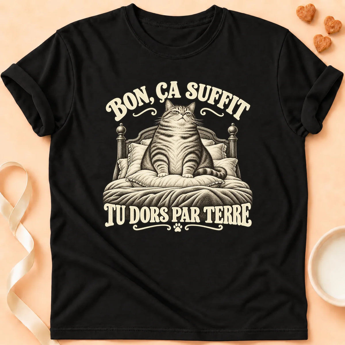 T-shirt chat Patoume – T-shirt Chat impérial – Noir