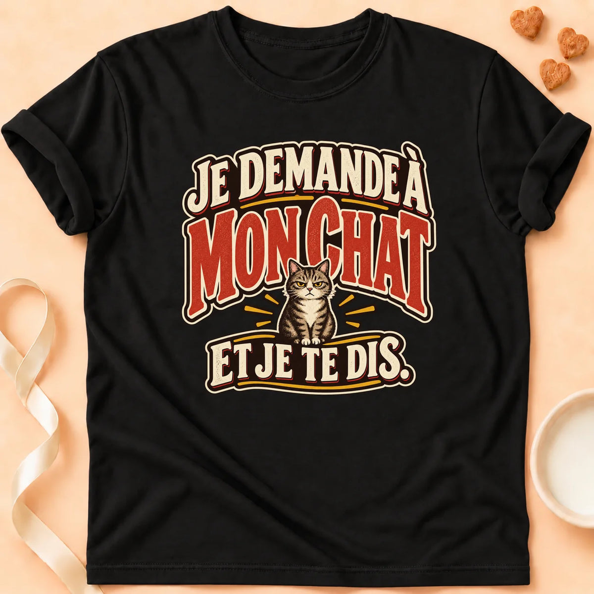 T-shirt chat Patoume – T-shirt Demandé – Noir