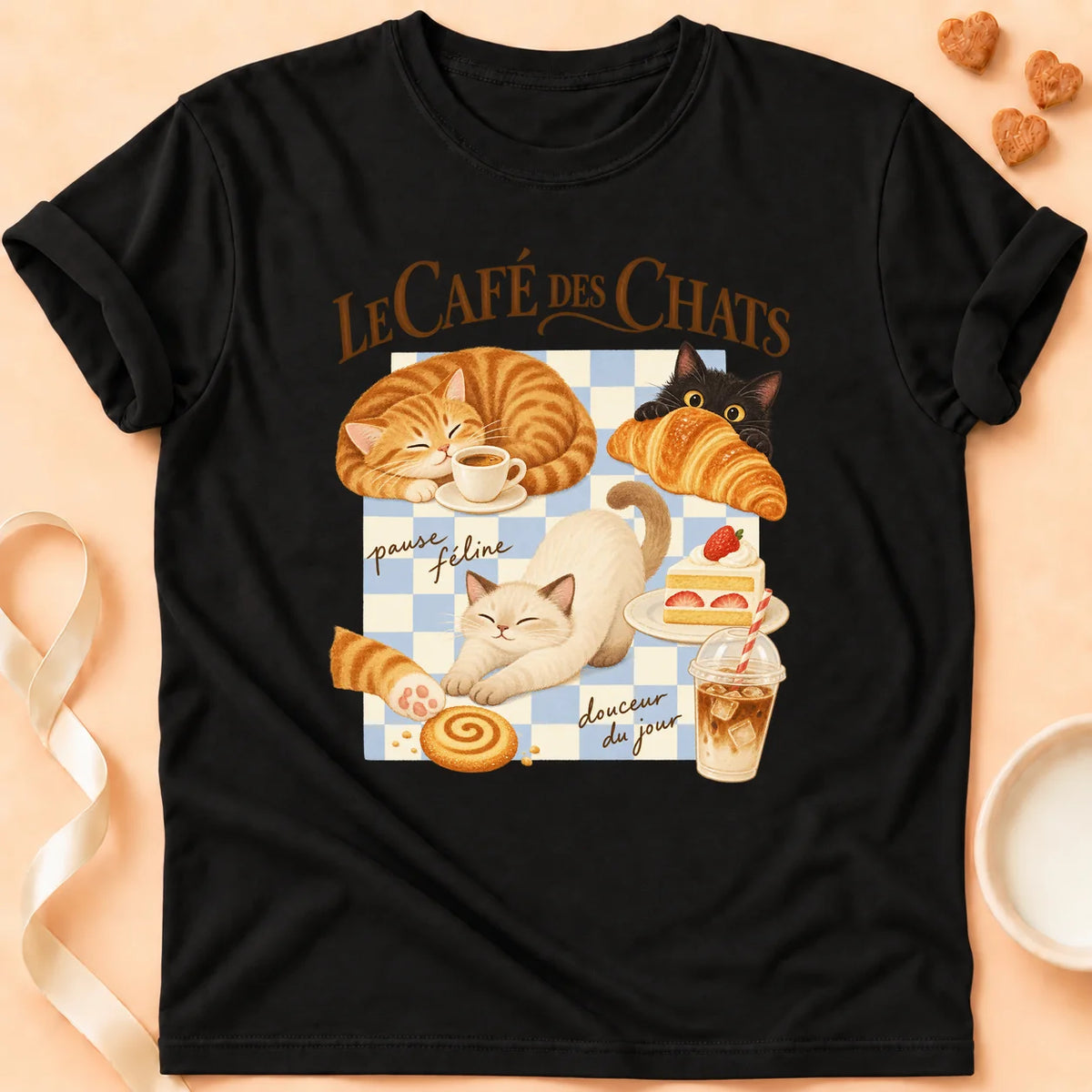T-shirt chat Patoume – T-shirt Café des chats – Noir