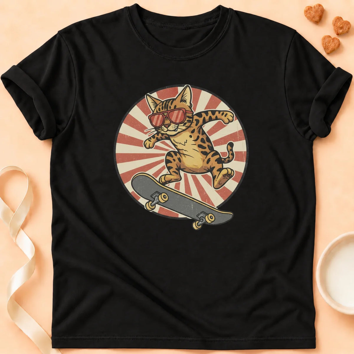 T-shirt chat Patoume – T-Shirt Skate – Noir