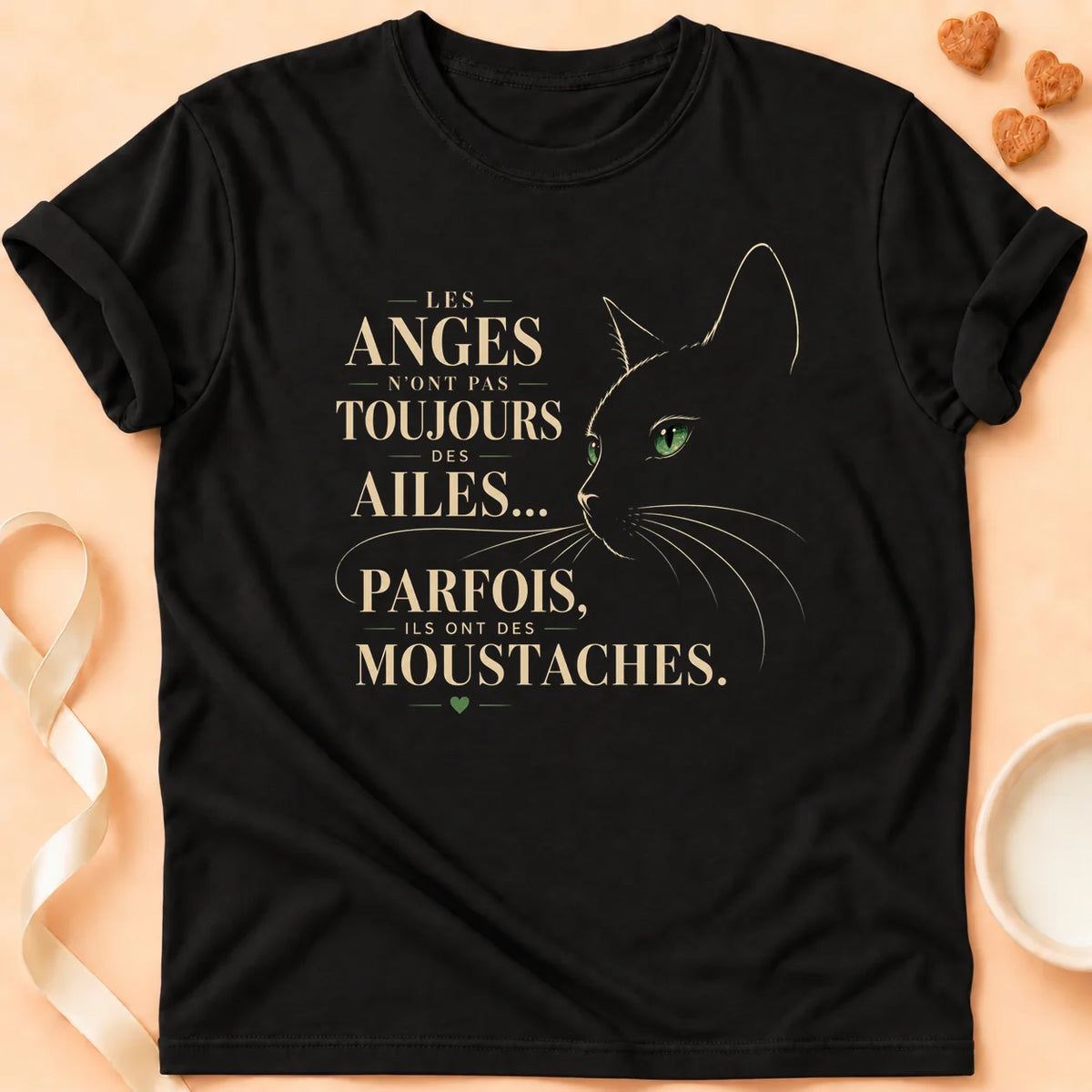 T-shirt chat Patoume – T-Shirt Angel – Noir