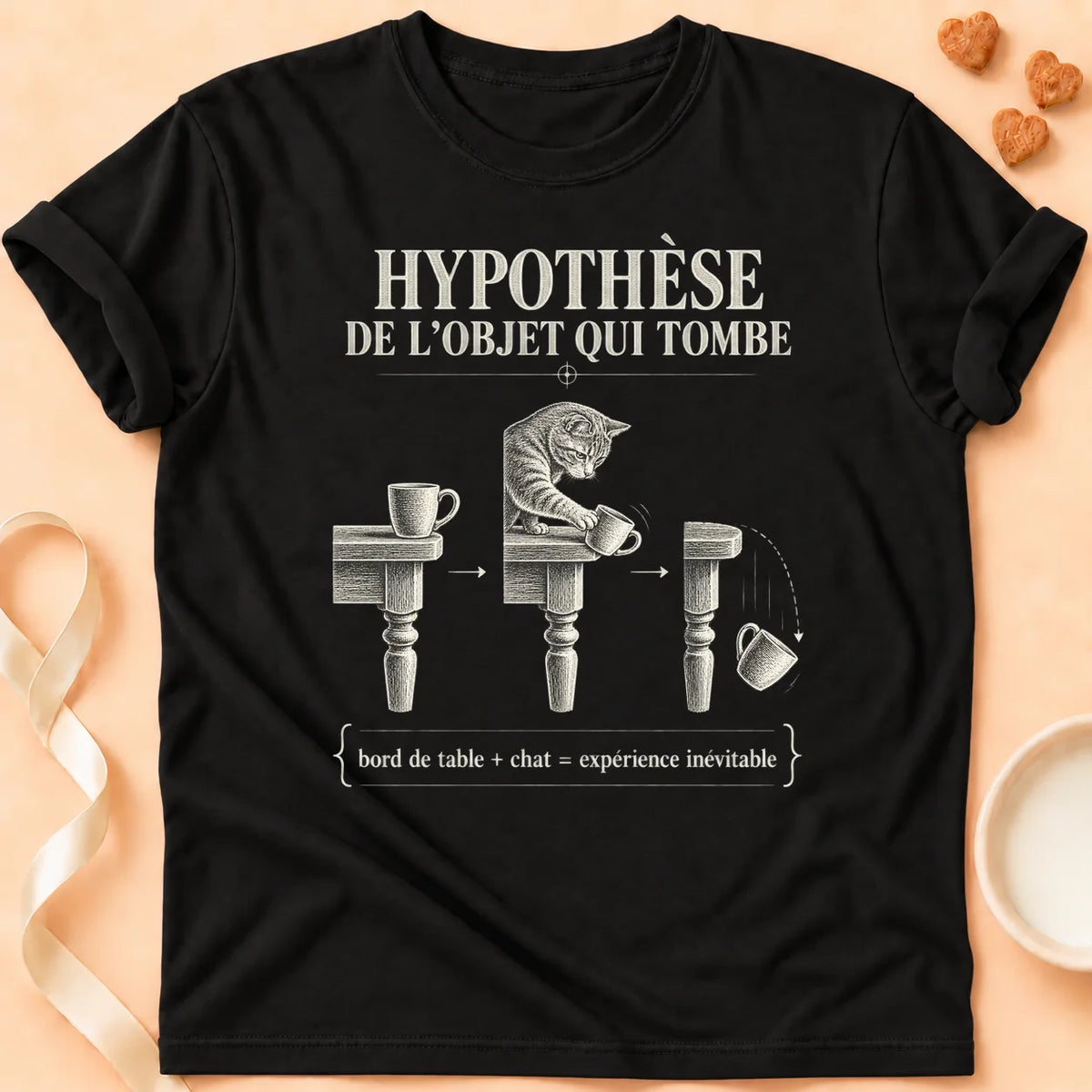 T-shirt chat Patoume – T-shirt Hypothèse de l’objet – Noir