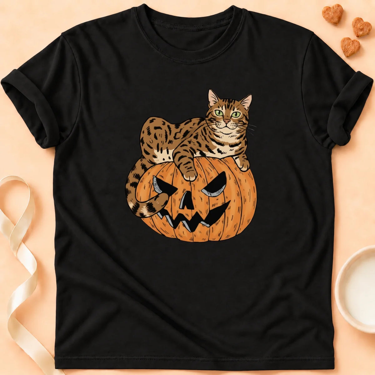 T-shirt chat Patoume – T-Shirt HalloBen – Noir