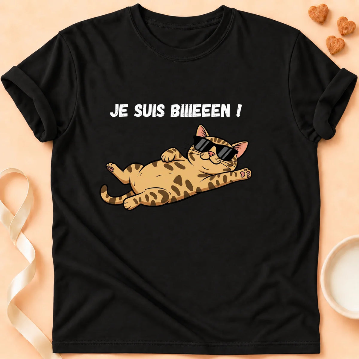 T-shirt chat Patoume – T-Shirt Bien – Noir